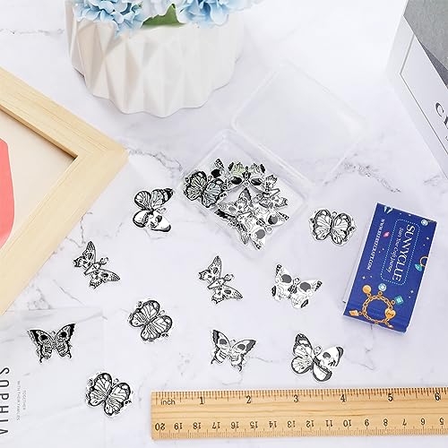 SUNNYCLUE 1 Box 20Pcs 5 Styles Butterfly Charms Bulk Gothic Skull Charms Moth Skeleton Charm Enamel Black White Cross Halloween Insect Charm for jewellery Making Charms DIY Necklace Earring Adults - Image 3