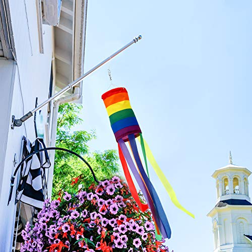 BOAO 2 Stück Regenbogen Flagge Windsack für Draußen Garten, Bunt Windsack für Fahnenmast, Windspiele für Draußen Hängend, Wetterfest Windsäcke, Windfahne Windhose Fahne Hängende Dekoration, 24 Zoll