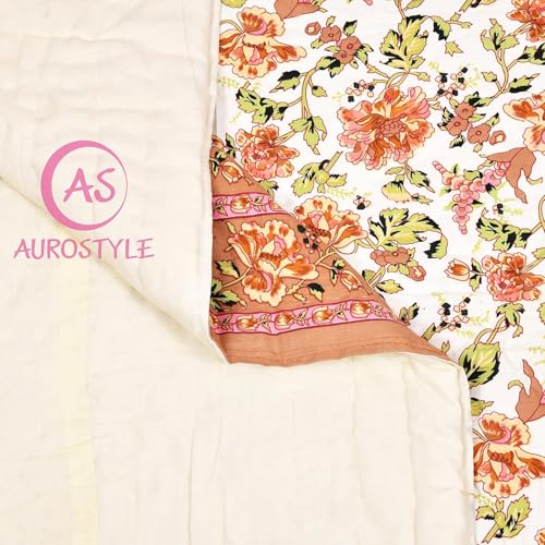 Image of EMIOUR 400 TC Pure Cotton Soft Jaipuri AC Quilt /Razai /Rajai Floral Print,Jaipuri Razai Cotton Quilt for Winter,Lightwieght Jaipuri Razai (Design 14, Double Bed)