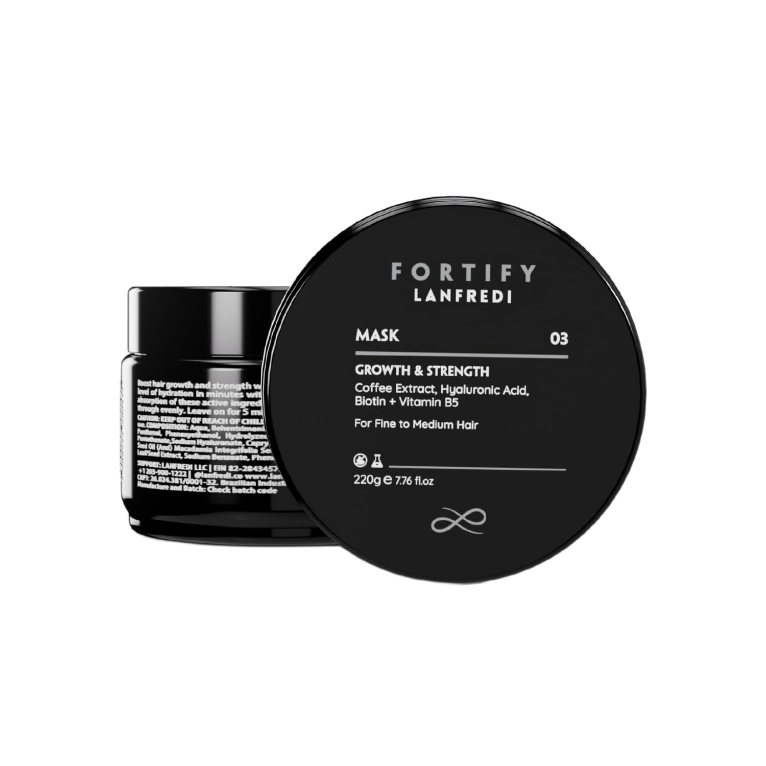Fortify Hair Mask for Fine to Medium Hair With Caffeine, Macadamia & Olive Oil | Restore Hydration, Reduce Frizz, Add Shine, Support Hair Strength
