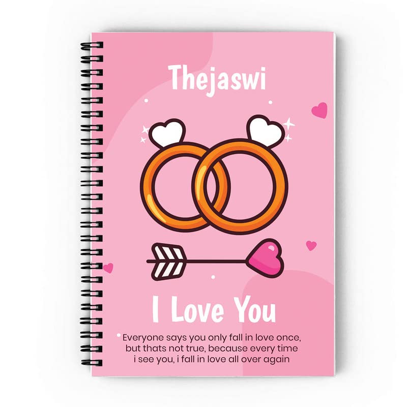 Epheriwala I Love You Thejaswi A5 Size Notebook, Soft Cover (300 GSM) (100 GSM Unruled)