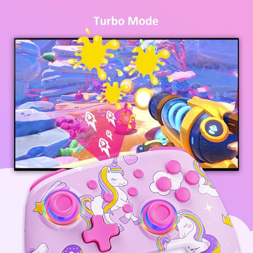 Image of NexiGo Wireless Controller (No Deadzone) for Switch 2 and Switch, Bluetooth Controllers for Nintendo Switch with Vibration, Motion, Turbo and LED Light (Pink Unicorn)