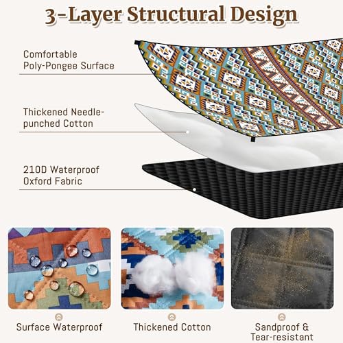 Gucass Boho Picknickdecke 200x300cm, Wasserdicht Stranddecke Sandfrei Strandmatte mit Tragegurt & 4X Heringe, Tragbare Waschbar XXL Campingdecke, Outdoor Picnic Blanket für Park Beach Wandern
