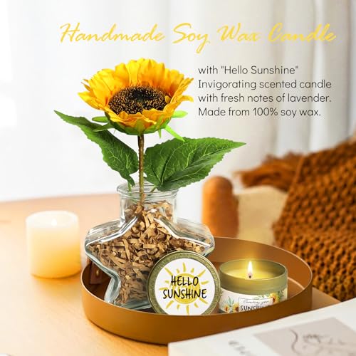 Birthday Gifts for Women Sunflower Gifts Get Well Soon, Sending Sunshine Gift Baskets, Self Care Spa Gift for Women Her Mom Best Friends Sister, Thank You Christmas Day w/Glass Cup - Image 5