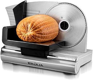 Baulia MS820 Stainless Steel Electric Food Slicer-7.5 Inch Removable Blade for Easy Cleaning