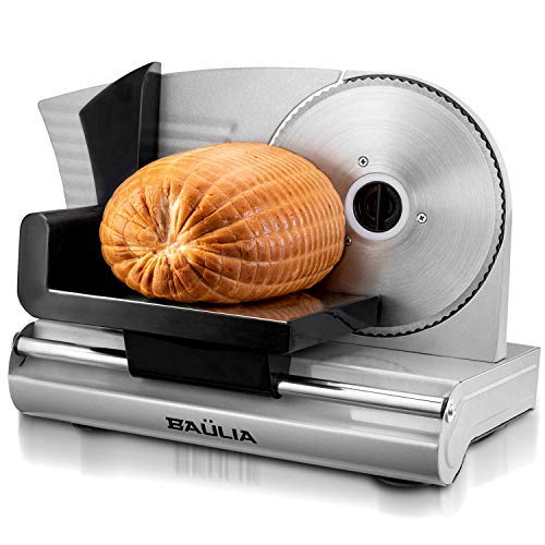 Baulia MS820 Stainless Steel Electric Food Slicer-7.5 Inch Removable Blade for Easy Cleaning