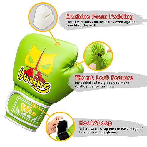 Kids Boxing Gloves,Boxing Gloves For Kids 5-13 Boys Girls Youth Toddler Boxing Training Gloves For Punching Bag Kickboxing Muay Thai Mma 6Oz Green #TOP2