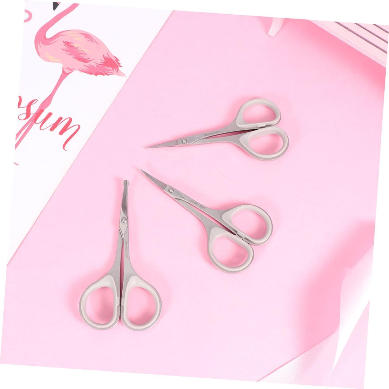 3pcs Hair Trimmer Scissors Stainless Steel Nasal and Eyebrow Scissors for Safe Grooming