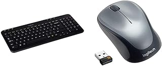 Logitech K360 Compact Wireless Keyboard - Black & M235 Wireless Mouse, 2.4 GHz with USB Unifying Receiver, 1000 DPI Optical Tracking, 12 Month Life Battery, PC/Mac/Laptop - Black/Grey