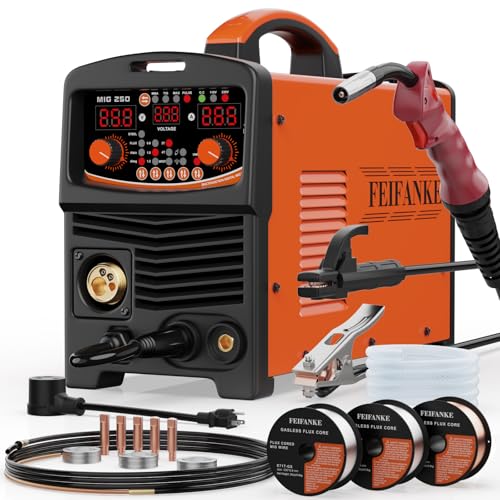 Image of 250A Aluminum Pulsed MIG Welder 110V/220V, 6 in 1 Gasless Flux Core MIG/Gas MIG(MAG) /Single Pulse MIG/Lift TIG/Stick/2T 4T Spot Multiprocess Welder with Synergic/Manual Control Welding Machine