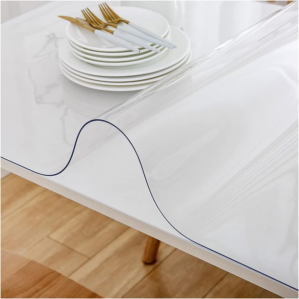 Protection de table transparente 2mm en PVC épais haute qualité pour salle à manger 100x140 cm