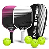 PRO SPIN Pickleball Paddles Set of 2 – USAPA Approved Graphite Carbon Paddle with Indoor & Outdoor...