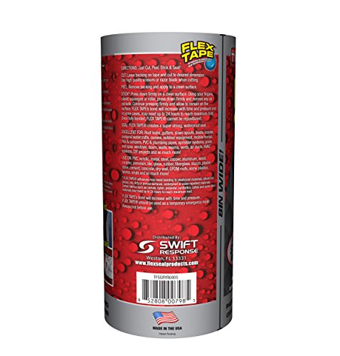 Flex Tape Rubberized Waterproof Tape, 8" X 5', Gray #TOP2