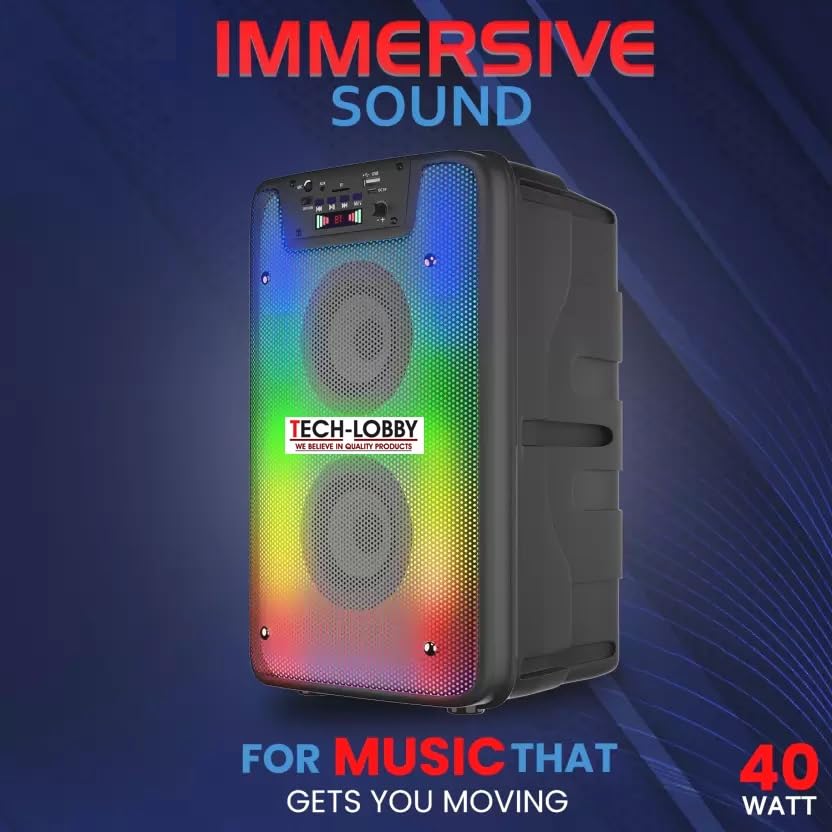 TECH-UNIQUE® Flash 40W Bluetooth Speaker with Multi Colour LED Light, in-Built FM, TWS, Aux-in Slot, Micro SD Card, Upto 4Hrs Playtime(Black) 4