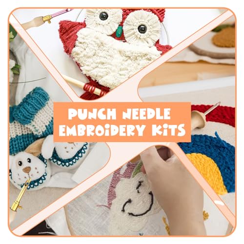 Image of 35 Pcs Punch Needle Kit, Adjustable Punch Needle Tool, Punch Needle Embroidery Kits with Wooden Handle for Beginners and Professionals