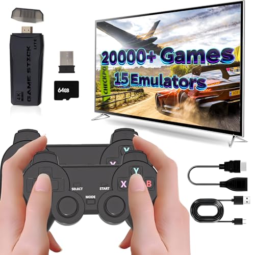 Retro Game Console,20,000+ Classic Video Games,Game Stick with Built-in15 Emulators,Plug and Play Video Games for tv 4k,Dual 2.4G Wireless Controllers