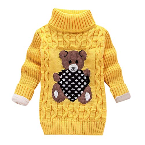 F_Gotal Children Clothing Toddler Baby Girls Boy Kids Bear Turtleneck Sweater Boys Girls Knit Sweater Christmas Knit Crochet Tops Clothes Outfits