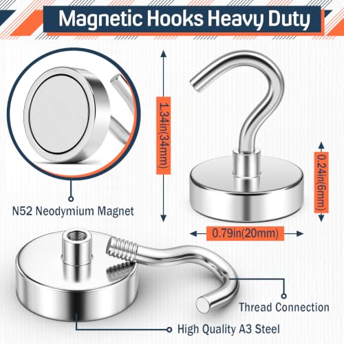 Image of FINDMAG 20 Pack Magnet Hooks, 50LB+ Magnet Hooks Heavy Duty