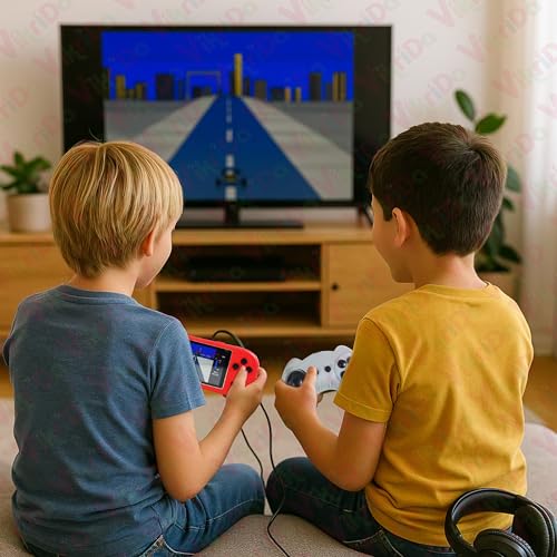 Image of VikriDA Caar Shape Handheld Game Video Game Console 620 Retro Games Support Connecting TV Game for Kids | Retro Mini Game for Kids, Rechargeable 8 Bit Classic - Multicolor