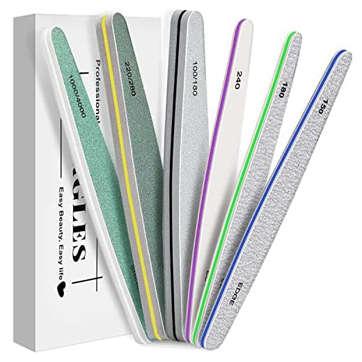 Nail Files, MORGLES Emery Boards Nail File Professional Grit Nail File Pack for Acrylic/Natural/Gel Nails (100/150/180/220/240/280/1000/4000 Grit)