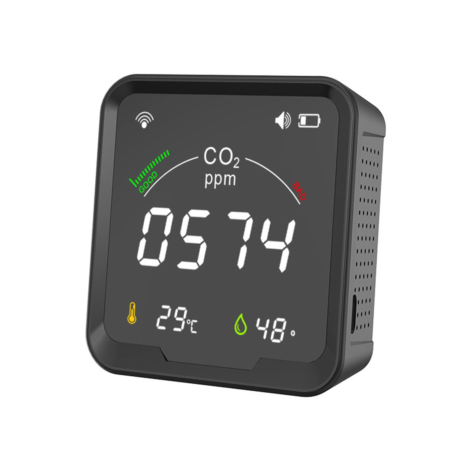 Miernik CO2 i monitor jakości powietrza, inteligentny detektor CO2 3 w 1 z cyfrowym miernikiem CO2 do domu, biura, klasy - dane w czasie rzeczywistym