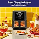 CHEFMAN 5-Quart Digital Air Fryer with Temperature Probe, 8 Customizable Cooking Presets, Large Easy-View Window, Give Your Food an Extra Crispy Finish, Nonstick Dishwasher-Safe Basket & Tray, Black