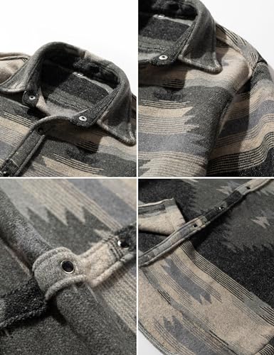 Image of FindThy Men's Brushed Flannel Shirts Ethnic Aztec Print Button Up Lapel Tribal Shirt Jacket Shacket