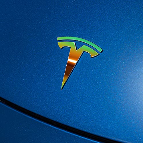 Image of IPG Compatible with Model Y Decal Sticker (8 Logo Set) Overlay Stickers Do it Yourself Stickers Set Personalize Your Tesla (Mirror Green Gold)