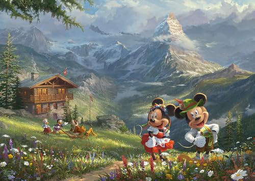 Schmidt Spiele 59938 Thomas Kinkade, Disney, Mickey & Minnie in den Alpen, 1.000 Teile Puzzle, bunt