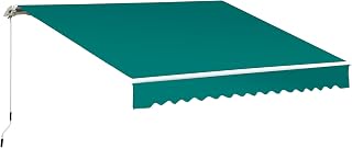 Outsunny 3.5 x 2.5 m Garden Patio Manual Awning Canopy Sun Shade Shelter with Winding Handle - Green