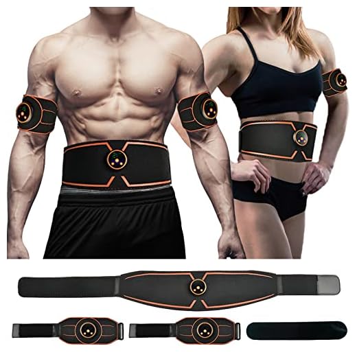 EMS Muscle Stimulator, ABS Stimulator,Ab Machine Muscle Toner,Abdominal Training Belt Workout Portable Fitness Equipment Office Home for Abdominal Arm & Leg 8 Modes 19 Intensity Levels No Gel Pad