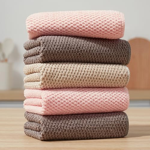 Image of JOYMOOP Microfiber Cleaning Cloth, Soft Absorbent Cloth, Multi-Purpose Cleaning Cloth, Highly Absorbent Cleaning Rags, Lint-Free, Streak-Free Cleaning Cloths for Kitchen Home Office, 5Pcs