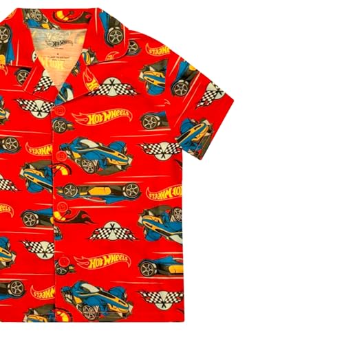 Hot Wheels Boy's Pajama Set - 2 Piece Boys Flannel Coat Style Short Matching PJs, Kids Button Down Pajamas - Official Product2