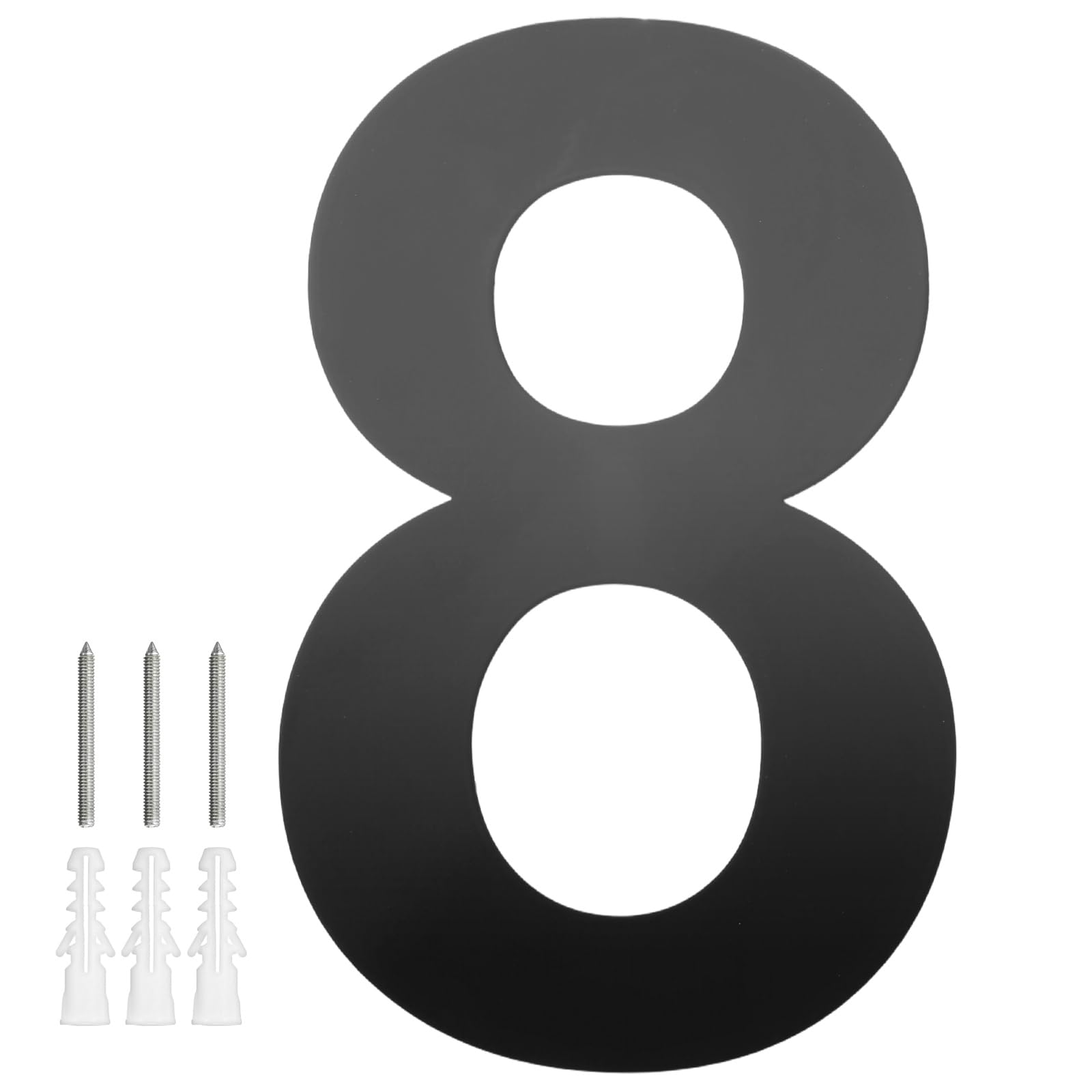 M METERXITY 1-Pack Modern Floating House Numbers for Outside, 8 Inch Stainless Steel Glossy Black Large Address Numbers Floating Mount with Nail Kits for Door/Street/Outdoors [Digit 8]