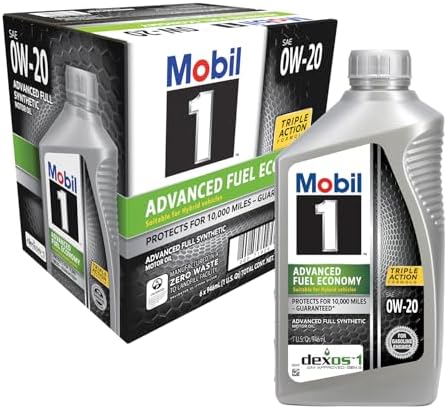 Mobil 1 Advanced Fuel Economy Full Synthetic Motor Oil 0W-20, 6-p...