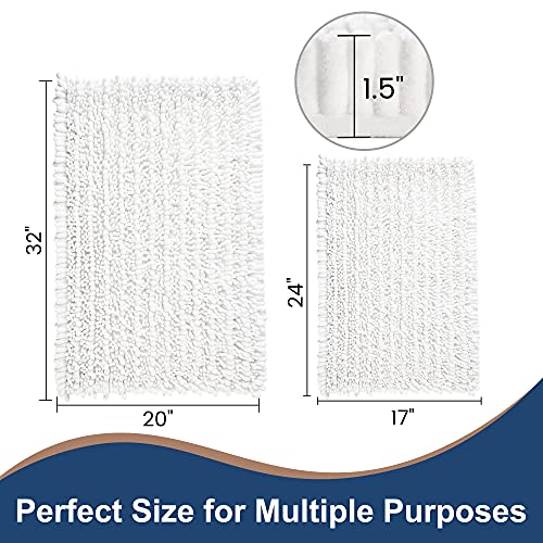 H.veronnex Luxury Chenille White Bathroom Rugs Sets 2 Piece, Thickened Hot Melt Rubber Bottom Bath Mats For Bathroom Non Slip,Bath Rugs Quick Dry Machine Washable For Shower Mat,Puppy-Loved Mat #TOP5
