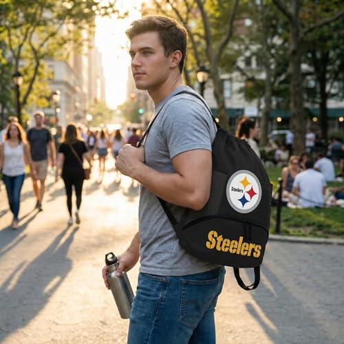 Image of NFL Pittsburgh Steelers Cinch Bag - Standard Logo Drawstring Backpack