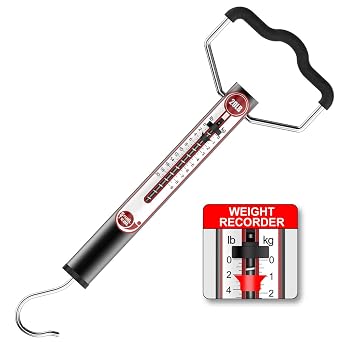 الحلزون درب 20 LB/50 LB الألومنيوم أنبوب الربيع مقياس السمك مع علامة الوزن الذروة & إعادة تعيين الصفر، قياس وزن الصيد الميكانيكية مع هوك، غير الرقمية باليد سحب وازن، شنقا مقياس السحب