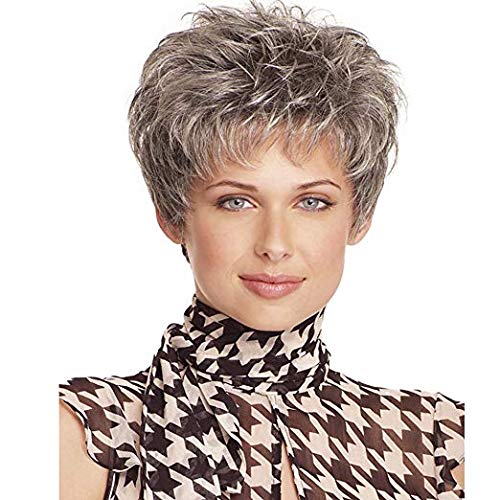YX Silver Grey Short Curly Synthetic Hair Wigs For Women