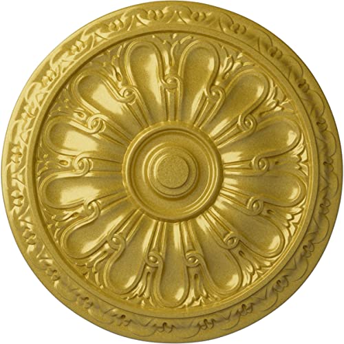Ekena Millwork 15 3/4"OD x 5/8"P Kirke Ceiling Medallion (Fits Canopies up to 3 3/4"), Hand-Painted Rich Gold