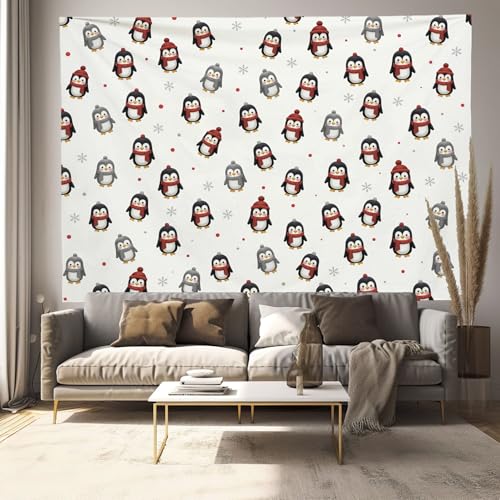 Tapiz infantil de pingüinos ligeros: solución textil de 230x150cm para paredes vacías
