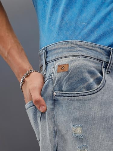 Image of WROGN Men's 100% Cotton Jeans | Anti Fit