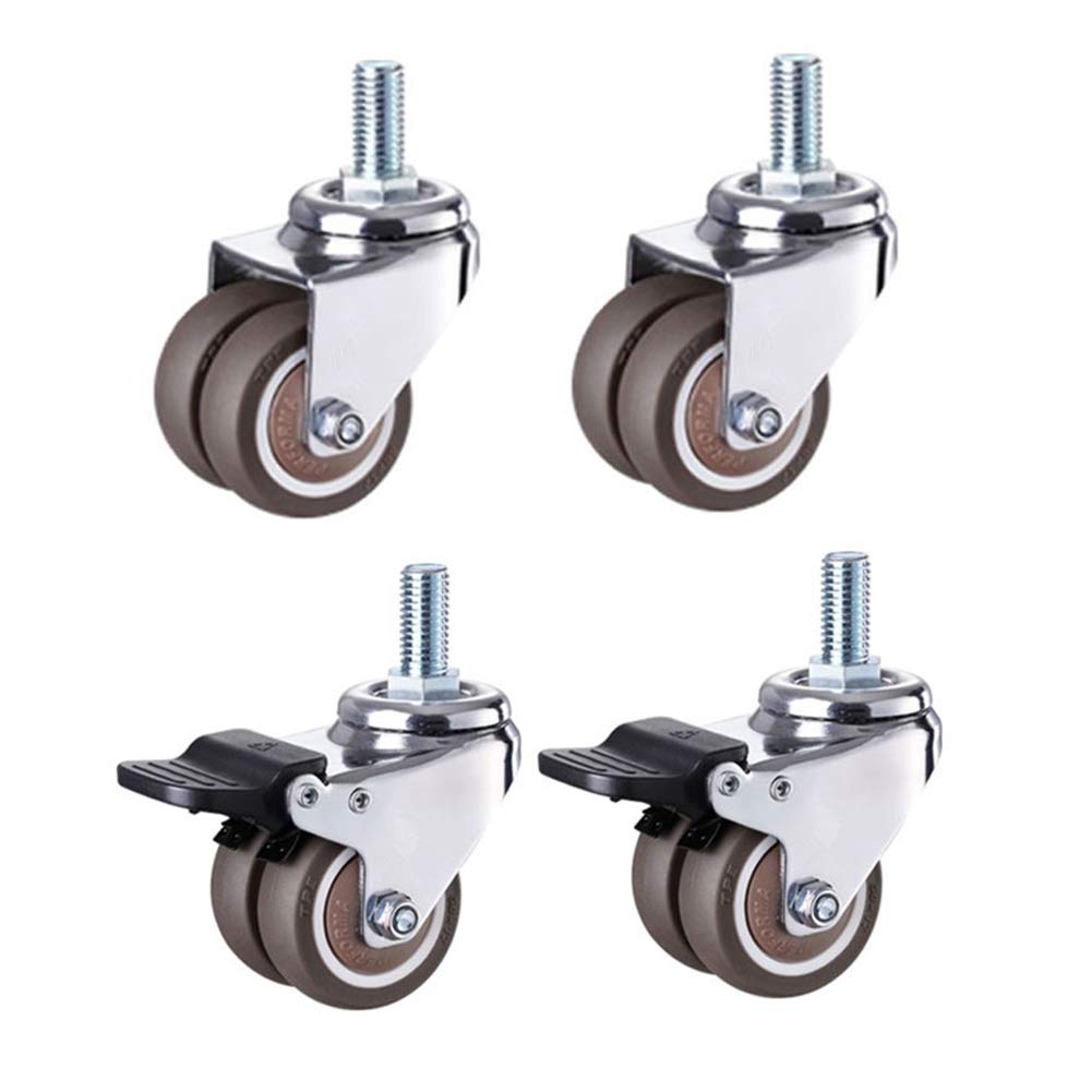 GYRAZXS Heavy Duty 4-Pack Swivel Caster Wheels - 1.5-inch Nylon Casters with Brakes Durable & Smooth Rolling for Furniture Trolleys and Equipment