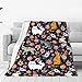 Cat Flower Blanket Soft Warm Lightweight Cozy Plush Throw Blanket Bed Couch Sofa Office Decor Gifts for Kids Women 60