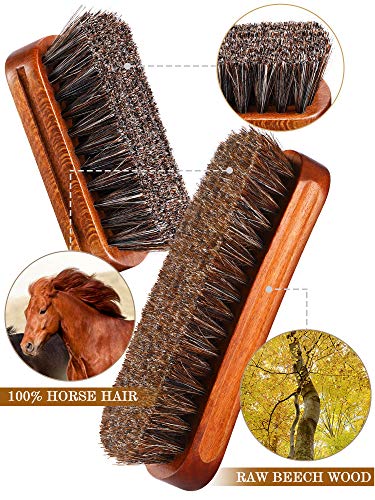 3 Pieces Horsehair Shoe Polishing Dauber Kit Shine Brush Shoe Care Applicators, Wood Color, 7 x 3.9 x 2.3 inches - Thumbnail 3