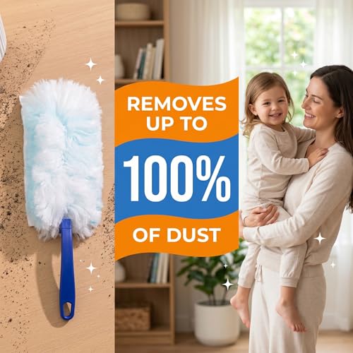 Image of Dusters Refills 40 Count 360Double-Sided 4X Microfibers Disposable Dusting Pads Compatible with Swiffer Duster Refill for Blinds Ceiling Fans Furniture Multi-Surface Dusting(Blue)