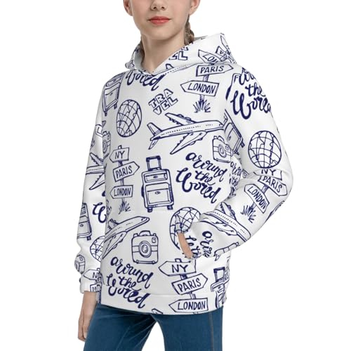 World Travel2 Kid Hoodies Boys Sweatshirts Girls Pullover with Pocket2