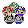 2 Year Sobriety Coin | Triplate AA Chip Recovery Anniversary Token (Black)