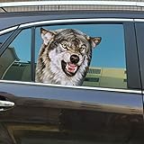 Senksll Wolf Car Window Cling Funny Car Sticker Window Decal for Vehicles Automotive Stickers(for Ri