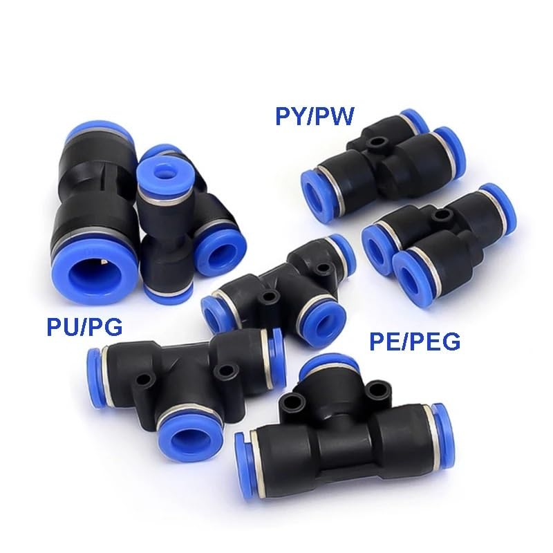 Conectores de Aire PE PG PY PW 4 6 8 10 12mm Conector neumático Conector de Tubo de Manguera de Agua de tubería de plástico de 3 vías en T de conexión rápida(14-16,PG-10PCS)